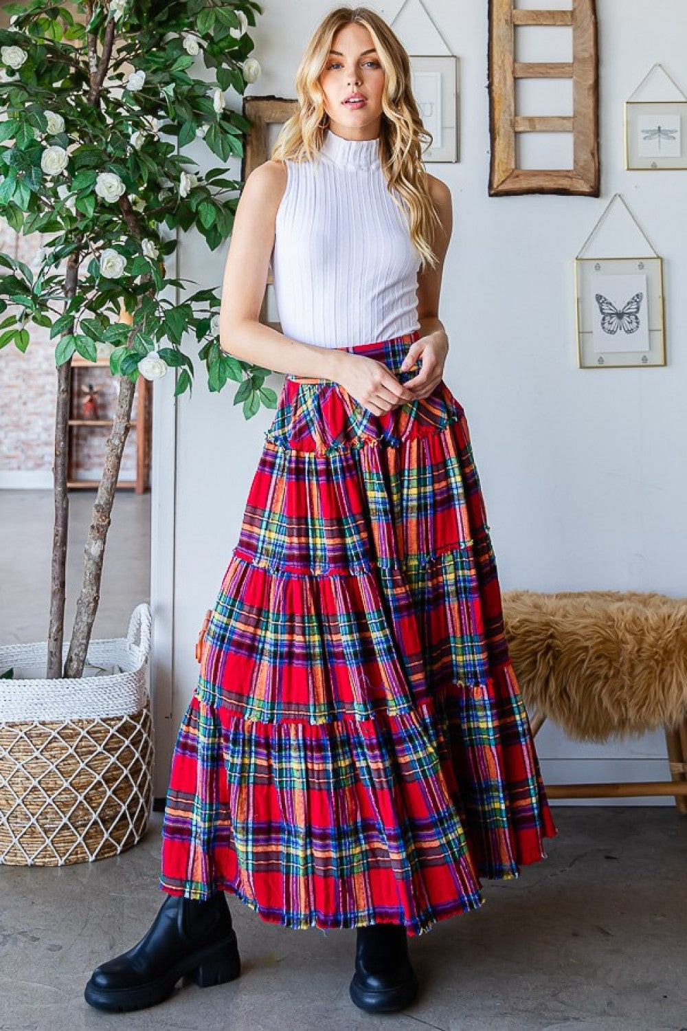 Cotton Plaid Skirt (Copy)